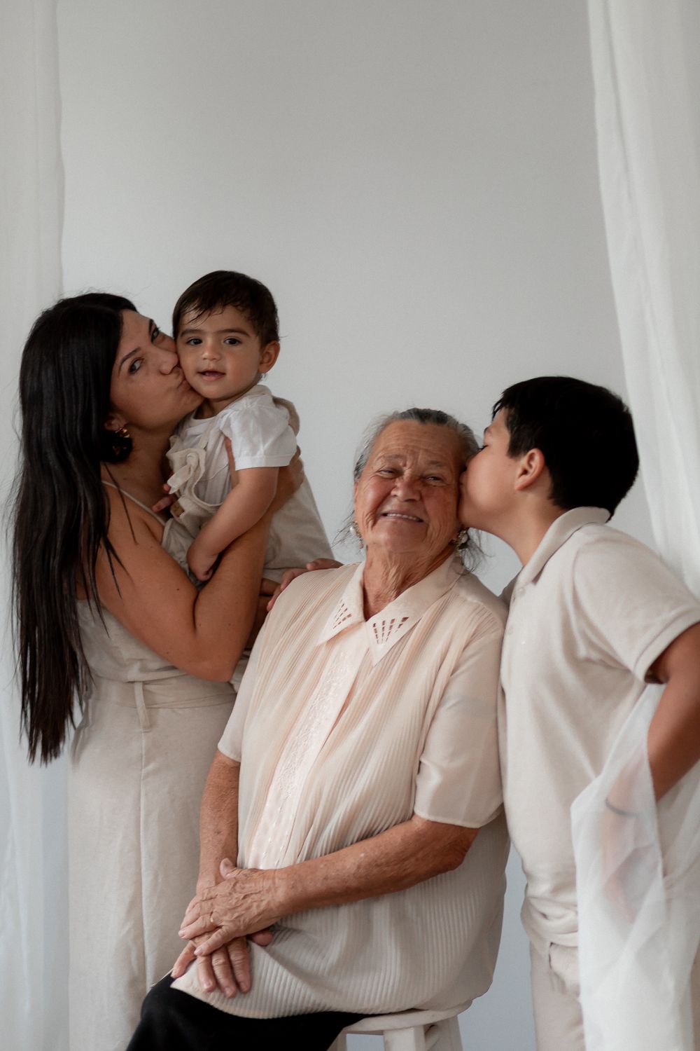 Three generations of one family celebrating together at home
