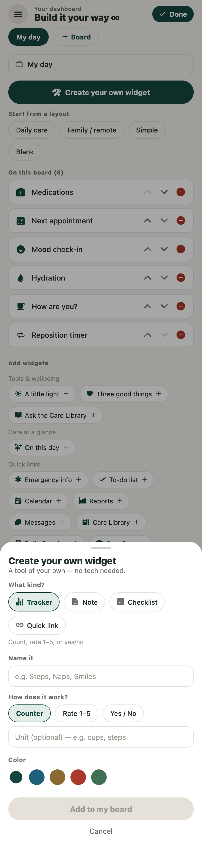 Create-your-own-widget builder